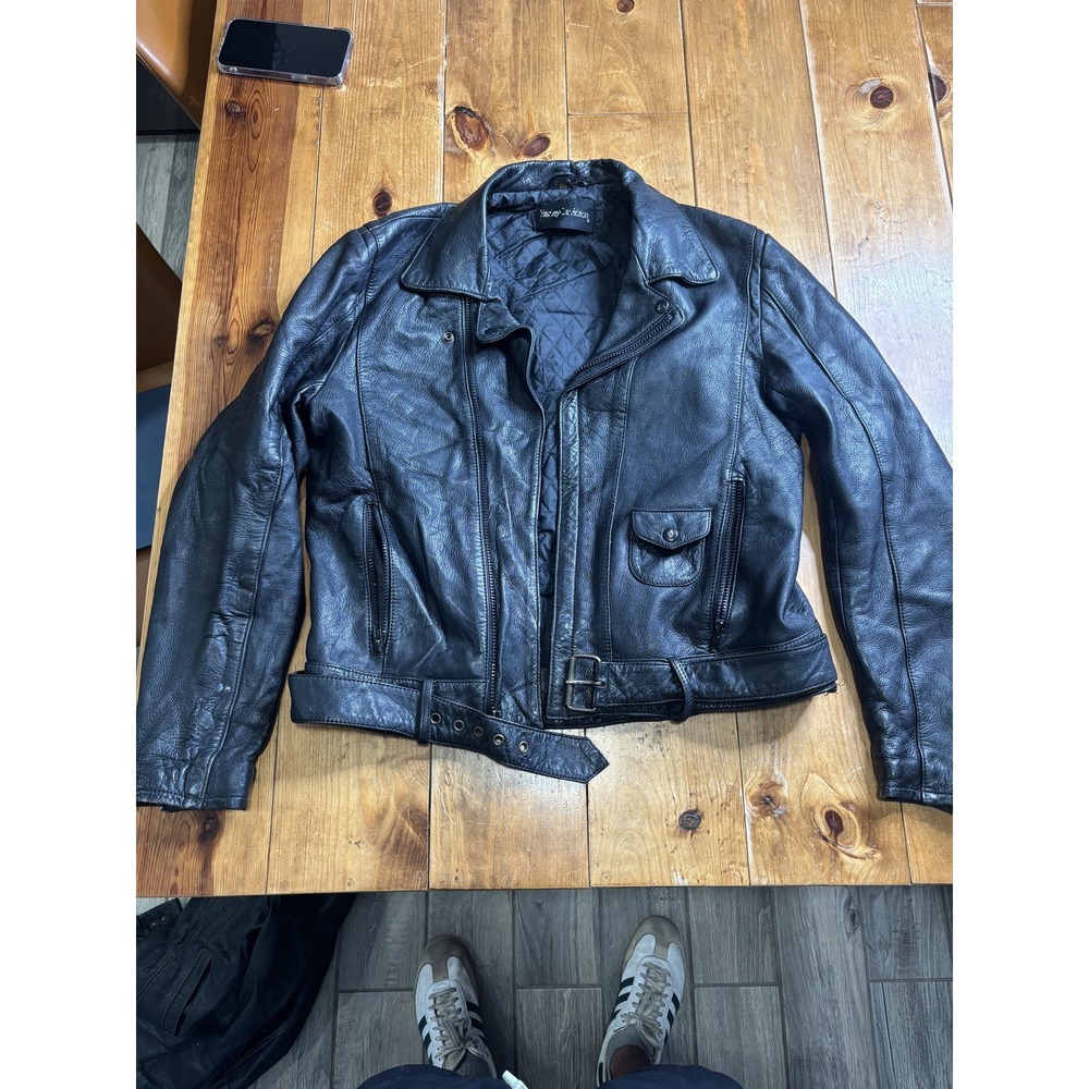 VTG‎ 80-90'S Harley-Davidson Men's Black Leather Biker Jacket Size 42 REG